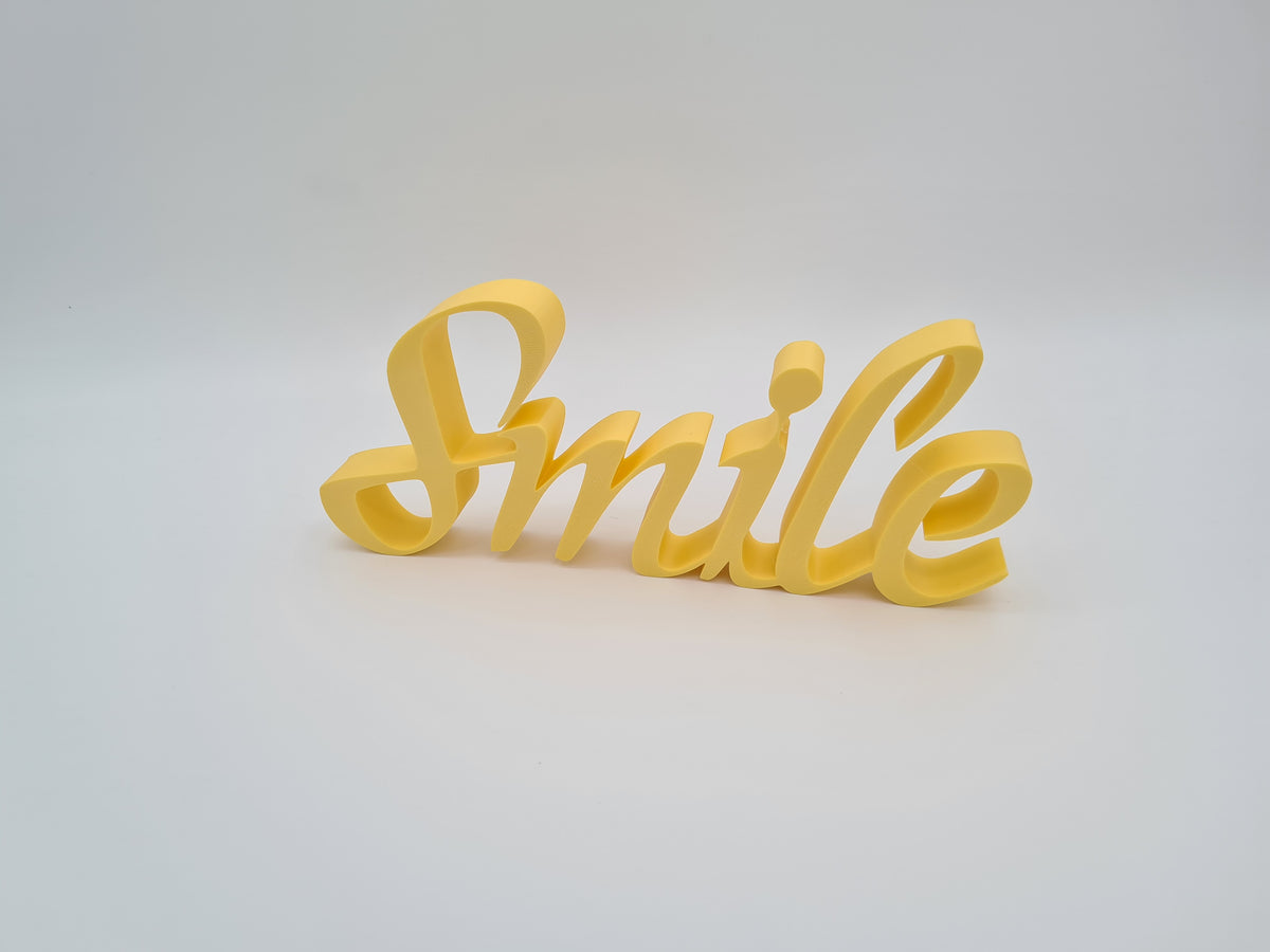 3D-gedruckter Deko-Schriftzug „Smile“ aus mattem PLA – Wanddeko von print3design, Ansicht 4