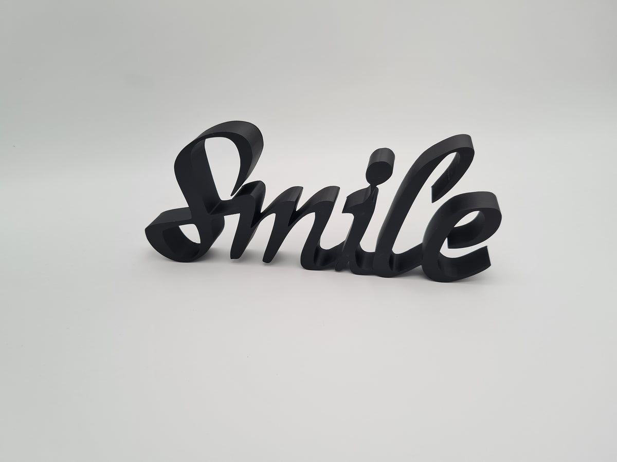 3D-gedruckter Deko-Schriftzug „Smile“ aus mattem PLA – Wanddeko von print3design, Ansicht 6