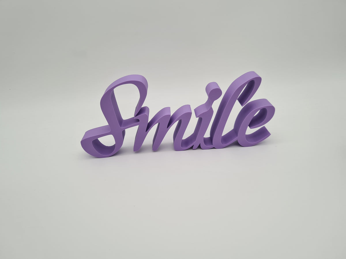 3D-gedruckter Deko-Schriftzug „Smile“ aus mattem PLA – Wanddeko von print3design, Ansicht 7