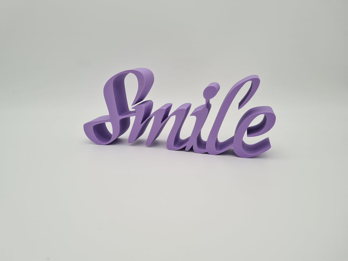 3D-gedruckter Deko-Schriftzug „Smile“ aus mattem PLA – Wanddeko von print3design, Ansicht 8