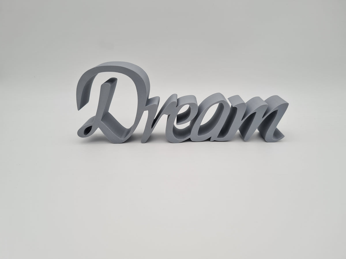 3D-gedruckter Deko-Schriftzug „Dream“ aus mattem PLA – Wanddeko von print3design, Ansicht 3