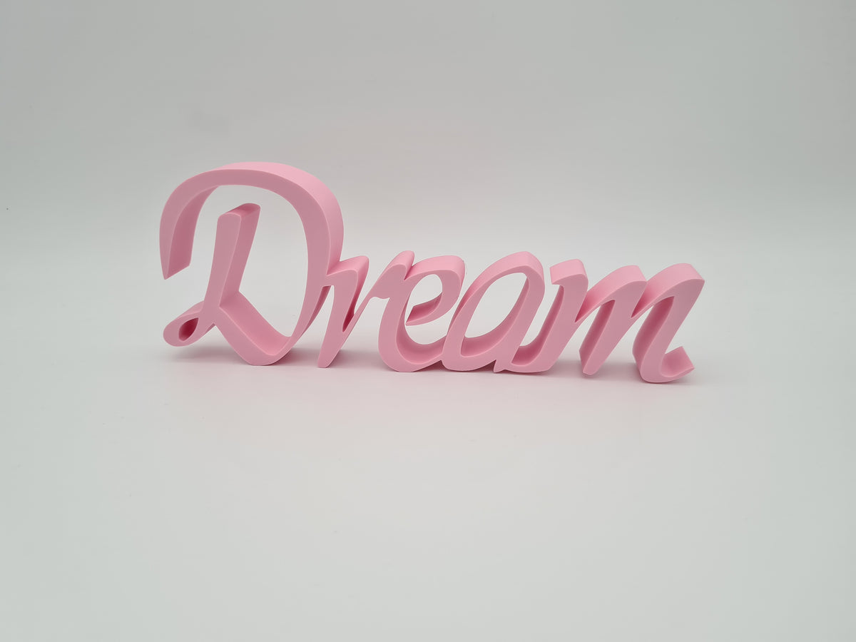 3D-gedruckter Deko-Schriftzug „Dream“ aus mattem PLA – Wanddeko von print3design, Ansicht 4