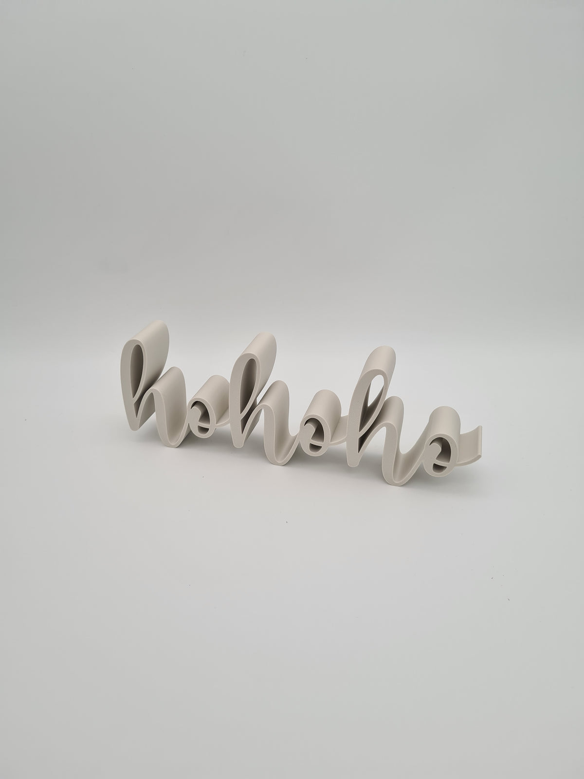 3D-Schriftzug „hohoho“ in Bone White – Weihnachtsdeko für Wand & Regal aus mattem PLA, 3D-Druck von print3design