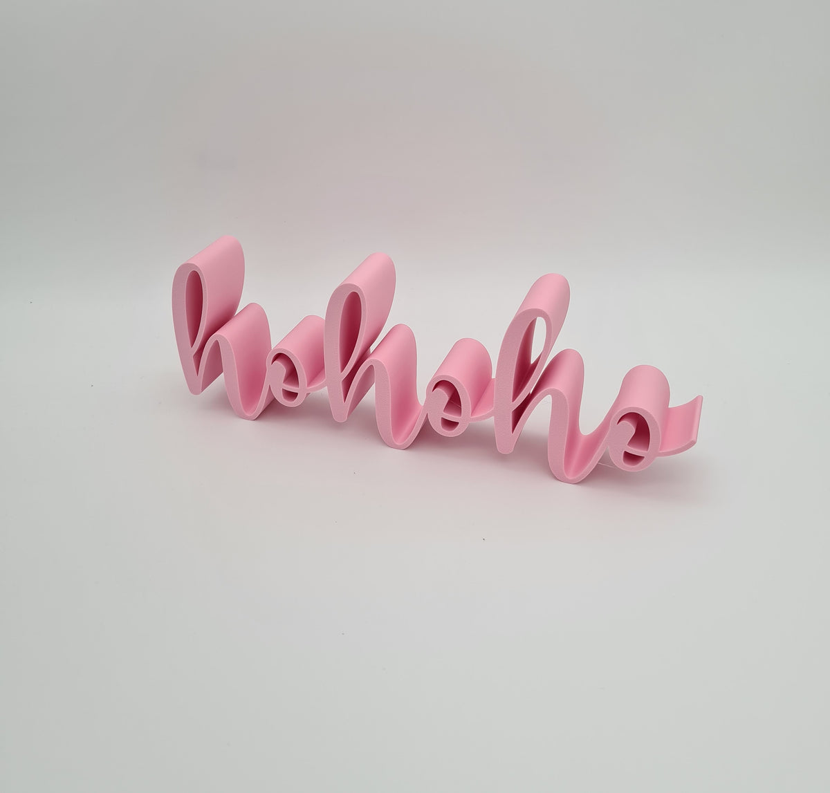 3D-Schriftzug „hohoho“ in Sakura Pink (als Sonderfarbe erhältlich) – Weihnachtsdeko aus mattem PLA, 3D-Druck von print3design