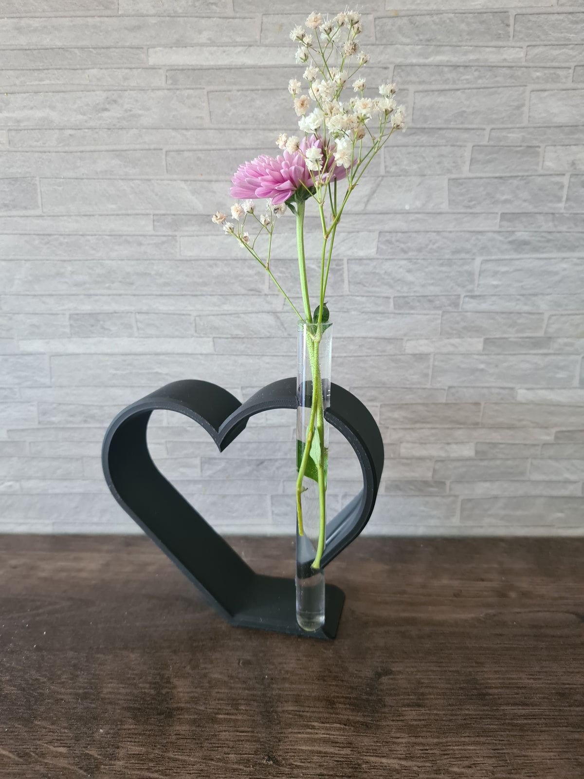 Mini-Vase „Heartline“ mit Herz und Reagenzglas – 3D-Druck von print3design, Detailansicht 2