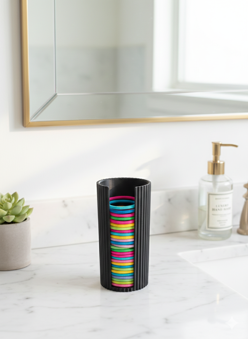 3D-gedruckter Haargummi-Organizer „Vertical Loop Stack“ aus mattem PLA – von print3design