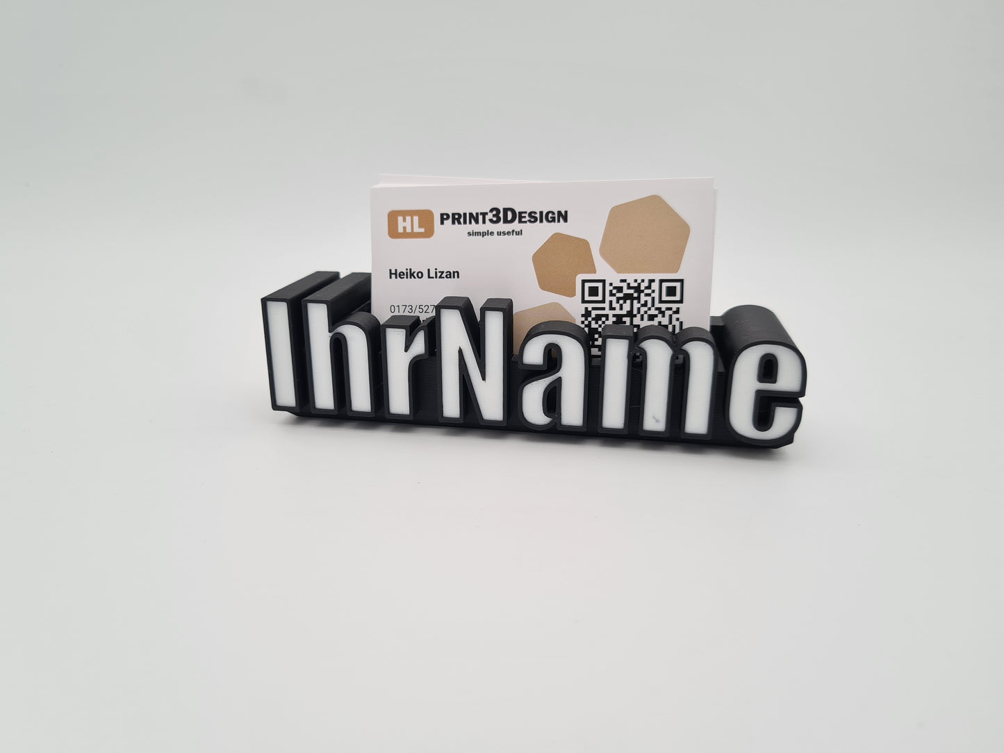 Personalisierter Visitenkarten Halter Schriftzug
