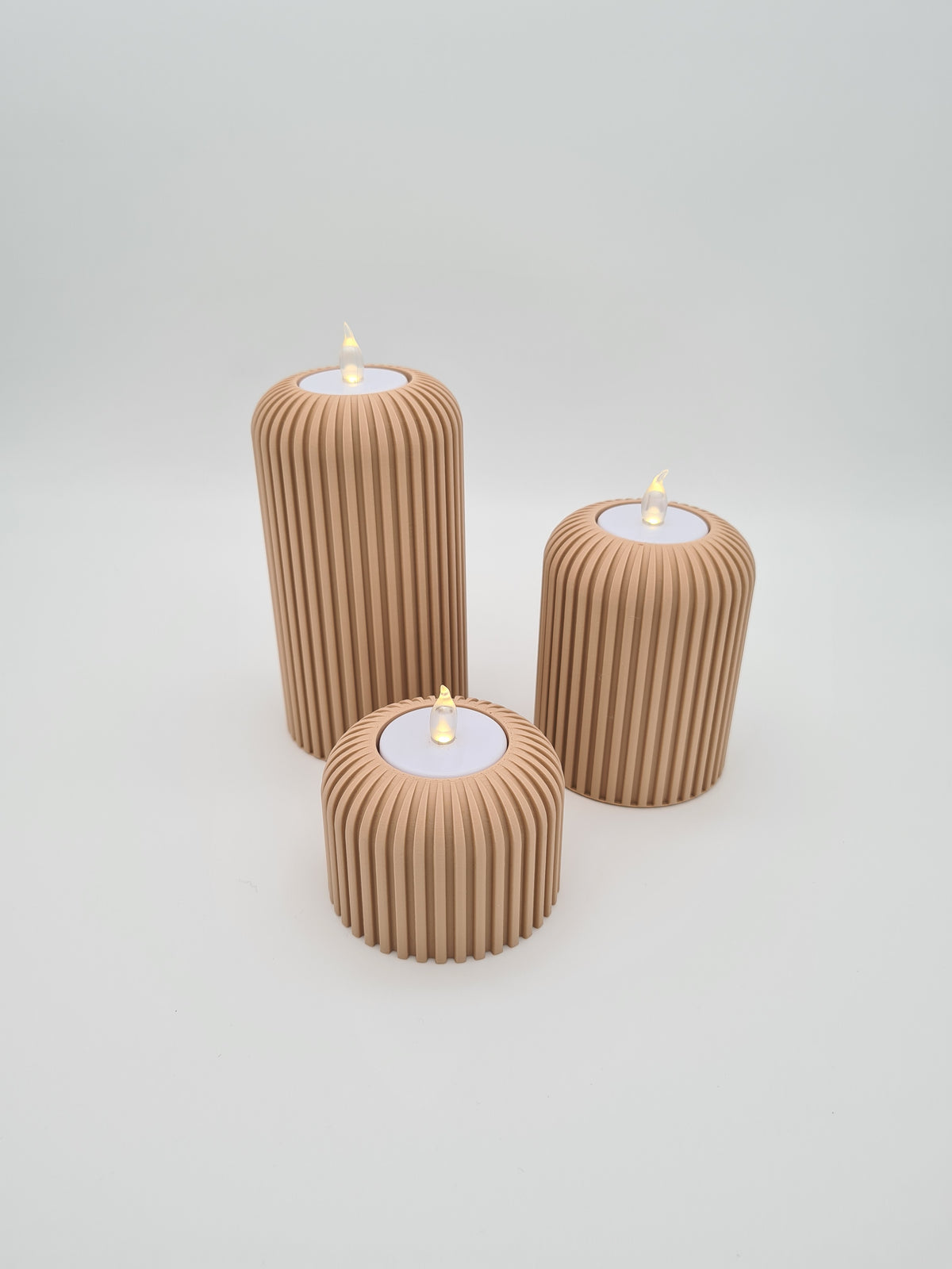 3D-gedruckte flammenlose LED-Kerze „Ribline Soft“ aus mattem PLA – Deko von print3design