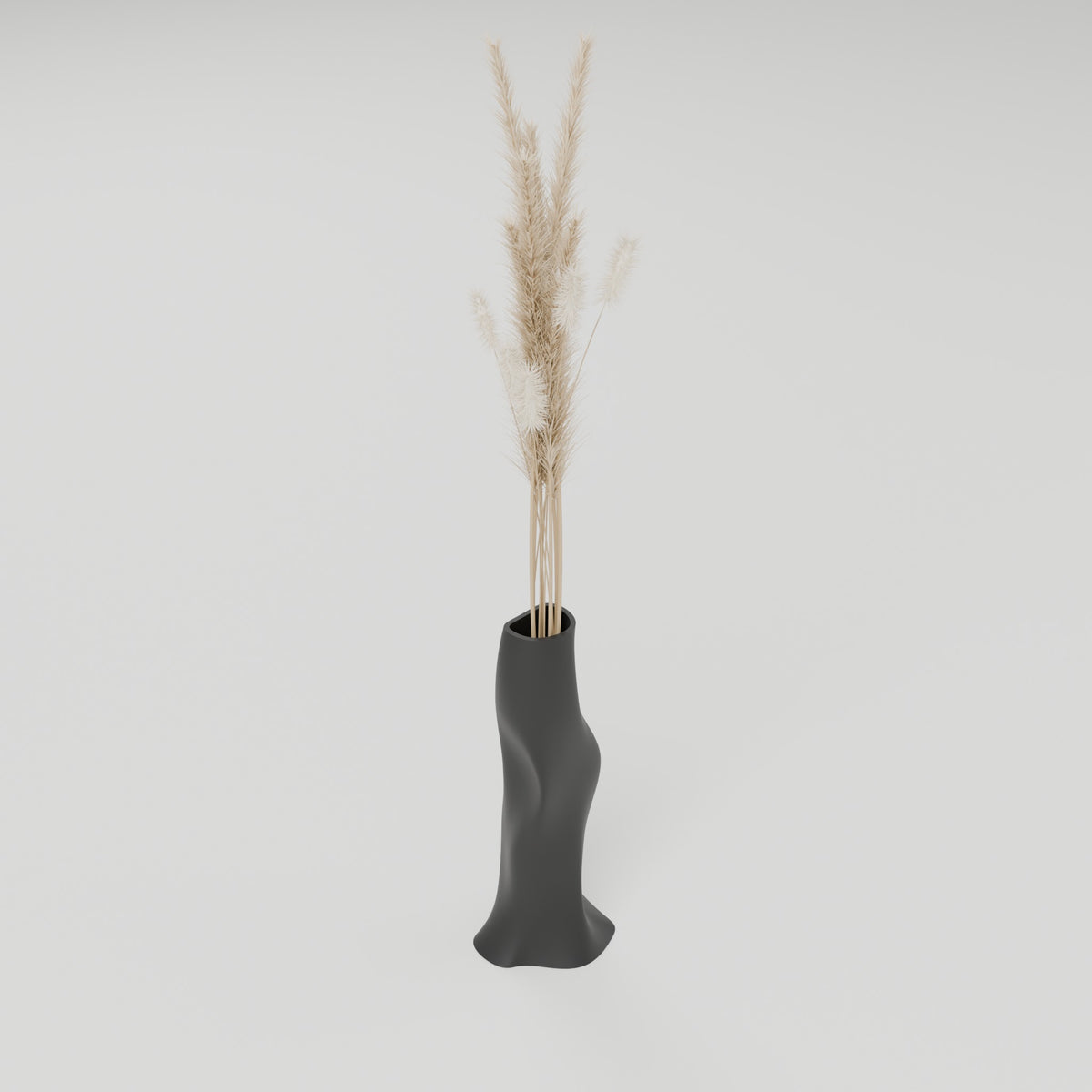 Design-Vase „Sculptura“ Solo in Charcoal – schlanke Vase für Einzelblumen aus mattem PLA, 3D-gedruckt von print3design