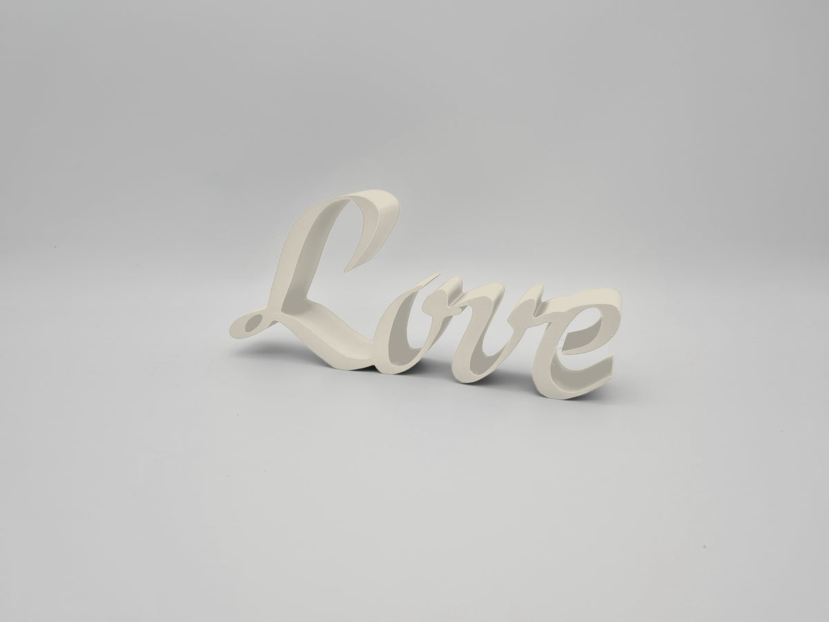 3D-Schriftzug „Love“ in Bone White – Deko-Wort für Wand & Regal aus mattem PLA, 3D-Druck von print3design
