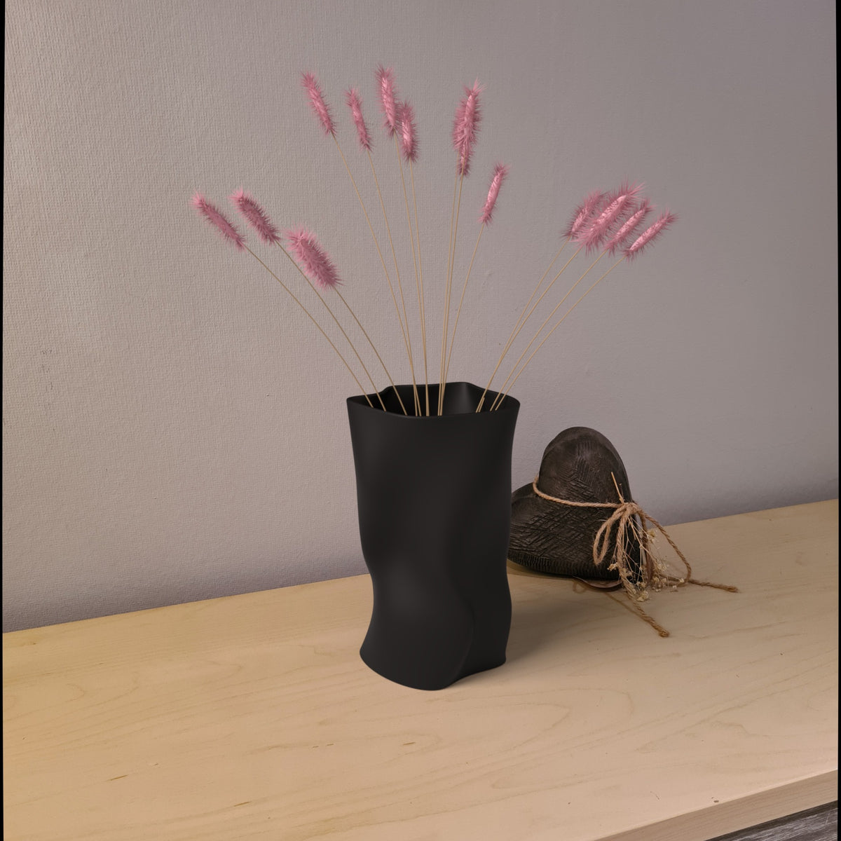 Design-Vase „Sculptura“ Medium in Charcoal – Vase aus mattem PLA, 3D-Druck von print3design